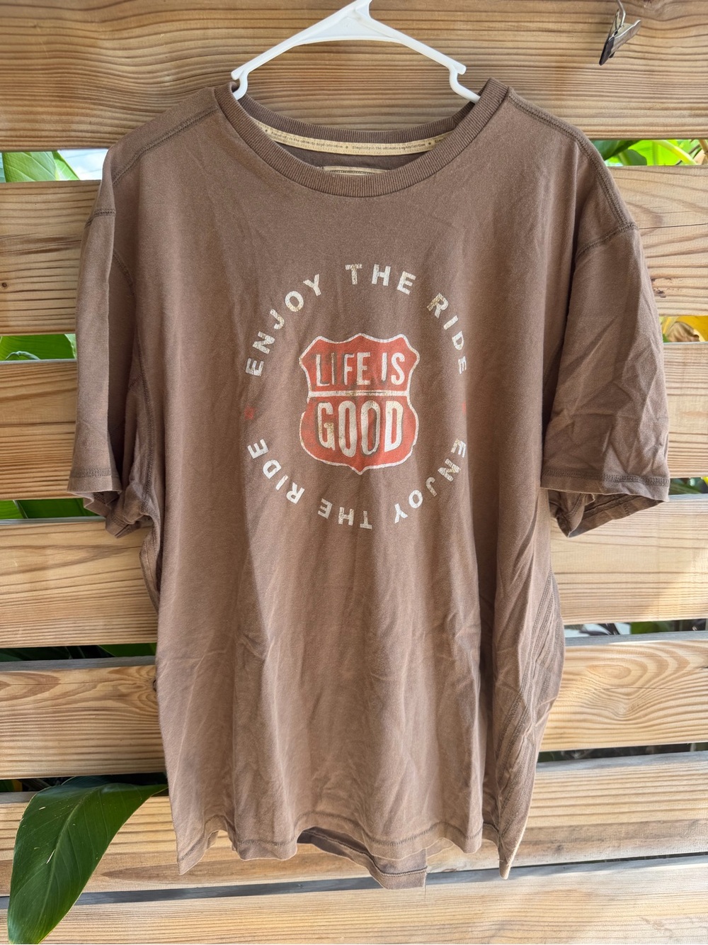 Vintage Life Is Good Brown Graphic 'Enjoy The Ride' Short Sleeve Tee